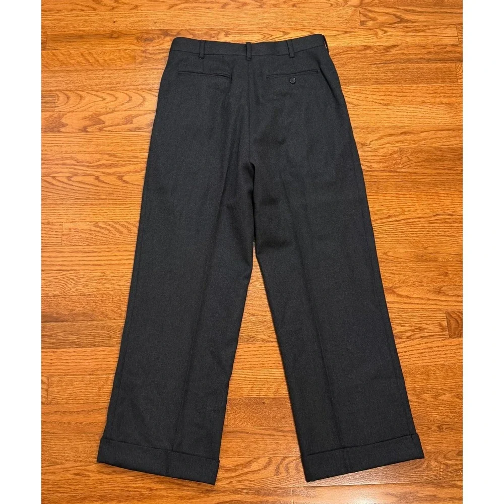 Vintage Paul Stuart Dress Pants Fits Mens 30x28 Gray Wool Pleated Cuffed USA